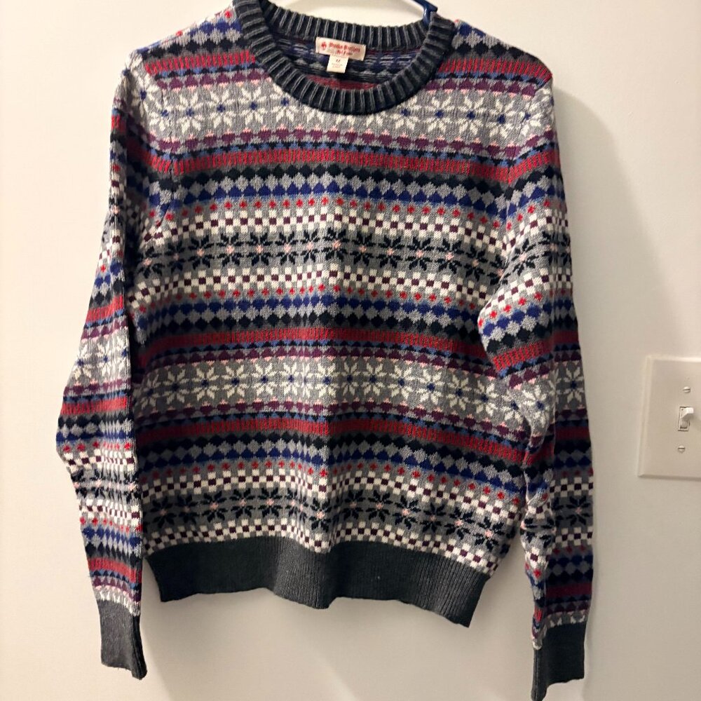 Brooks Brothers Red Fleece Fair Isle Sweater – Size Medium – Nordic Winter Knit